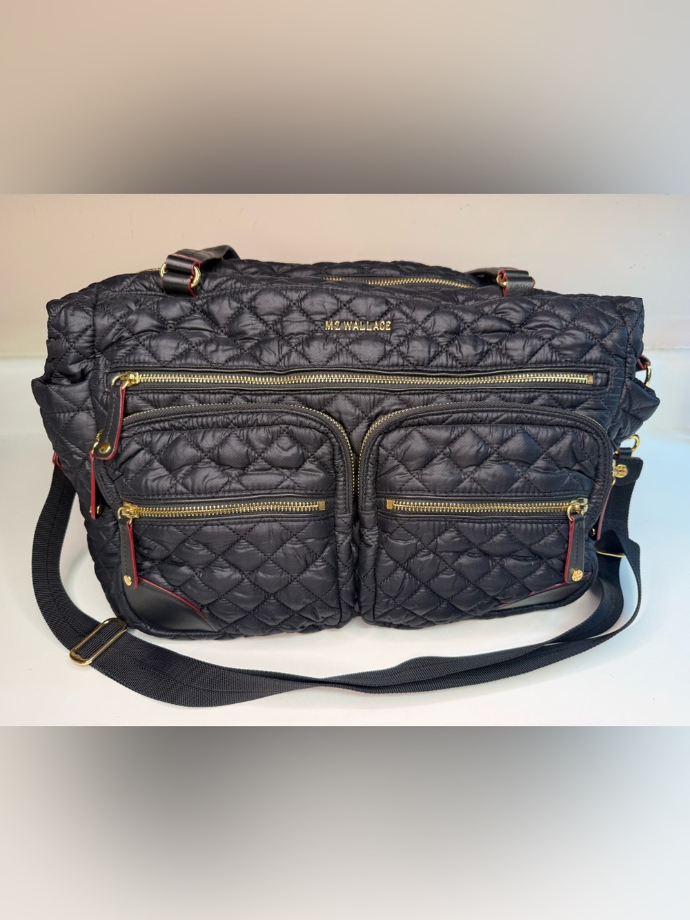 MZ Wallace Crosby Travel Duffel in Black with Gold Hardware